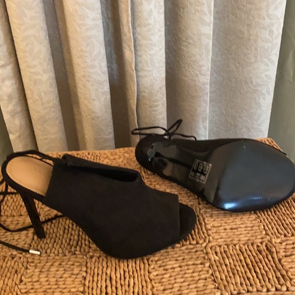 ASOS Ankle Toe Peep Toe Heels Black 6 Faux Suede - Picture 6 of 13